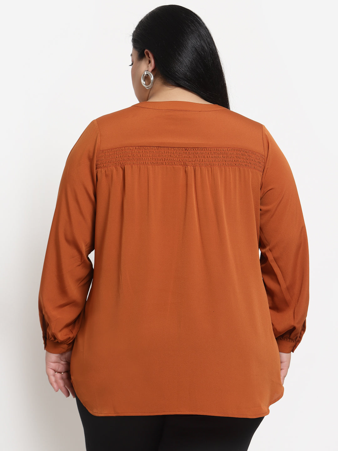 plusS Plus Size Brown Solid Top