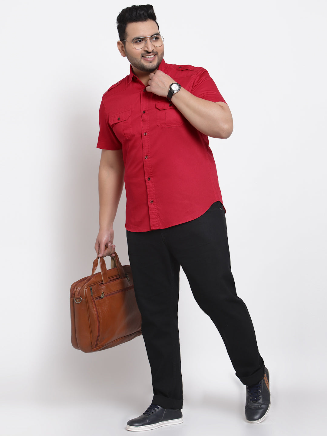 Plus Size Men Cargo Casual Shirt