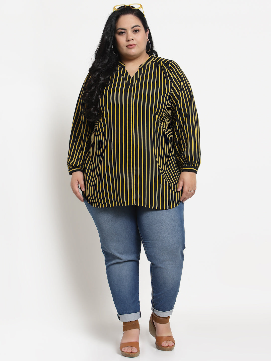 plusS Black Striped Top