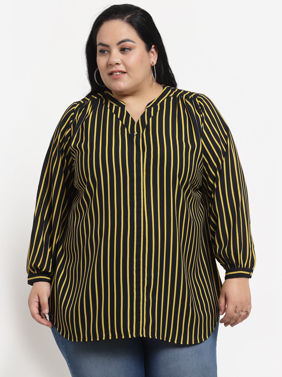 plusS Black Striped Top