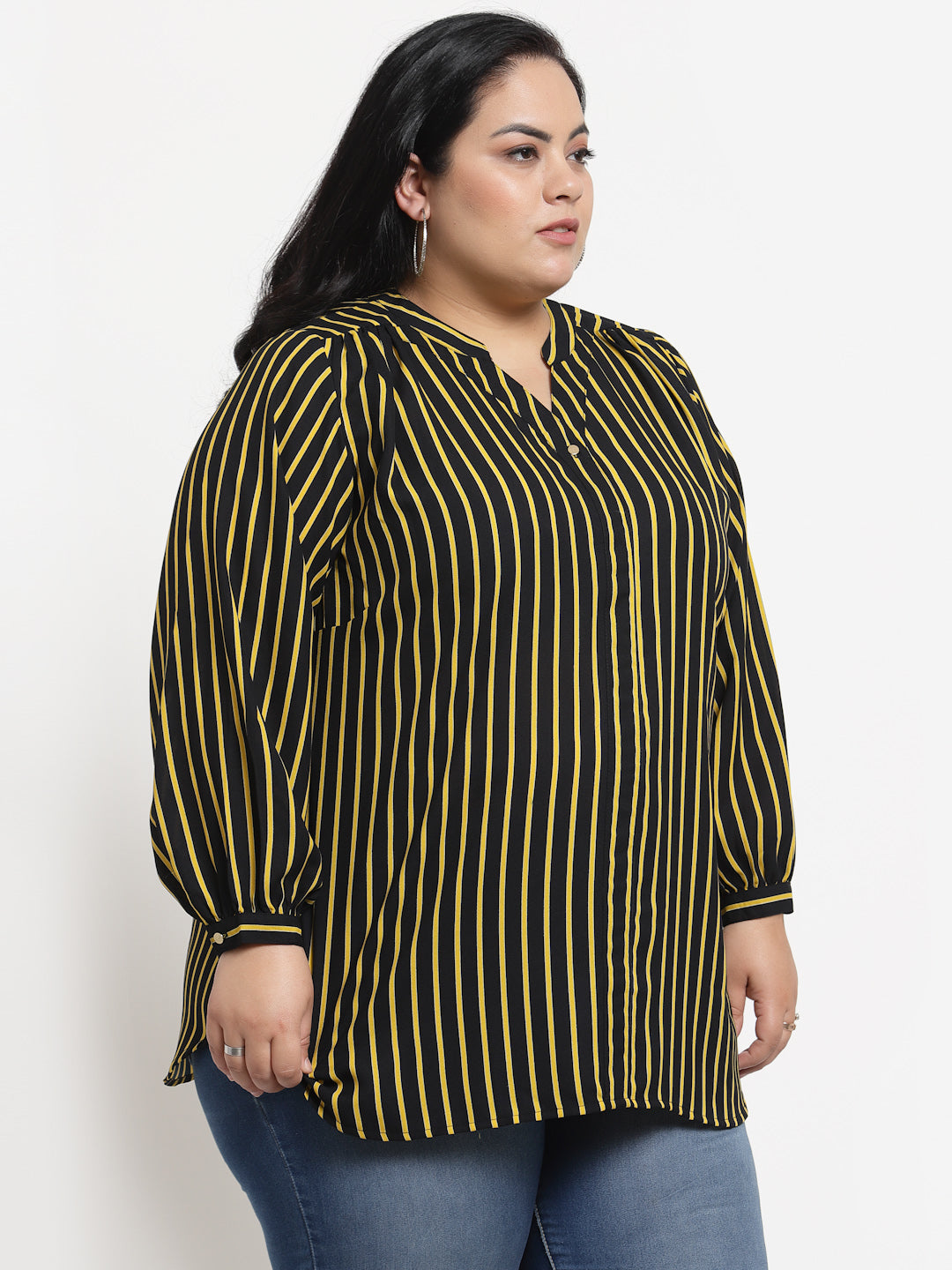 plusS Black Striped Top