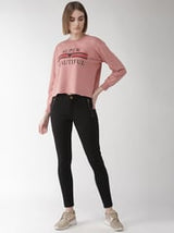 plusS Women Dusty Pink Printed Sweatshirt