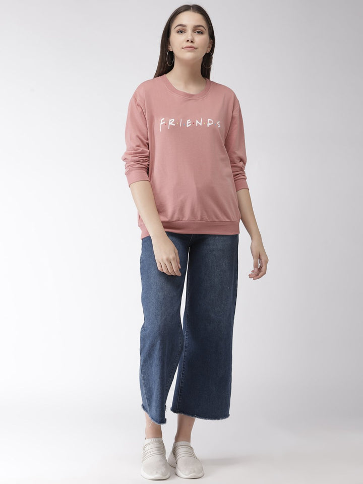 plusS Women Pink  White Printed Sweatshirt