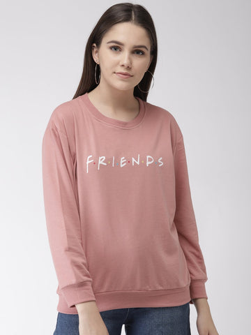 plusS Women Pink  White Printed Sweatshirt