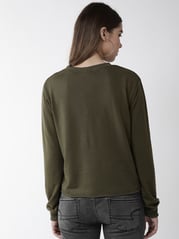 plusS Women Olive Green Solid Sweatshirt