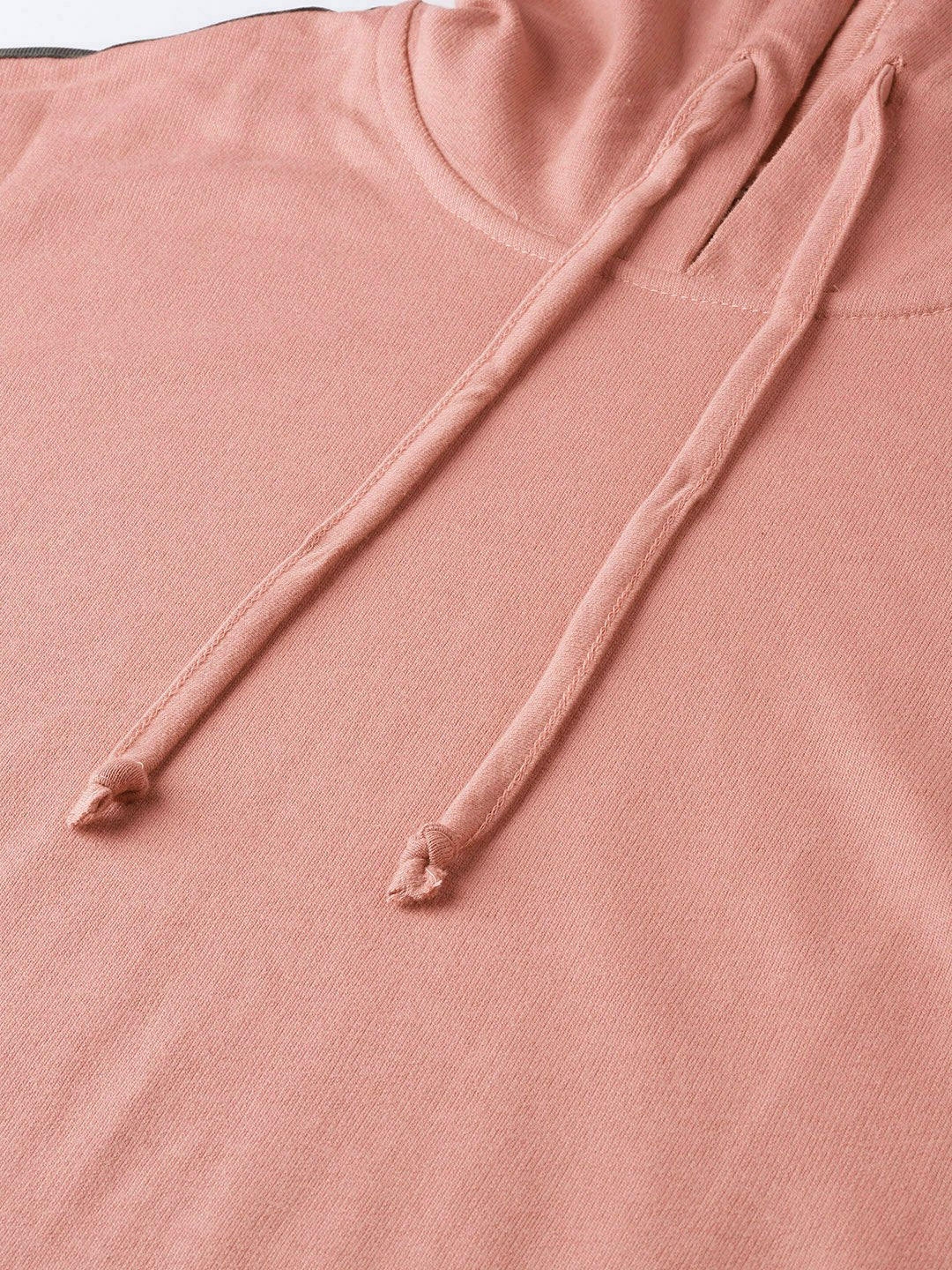 plusS Women Dusty Pink Solid Hooded Sweatshirt