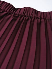 plusS Burgundy Accordion Pleated A-Line Skirt