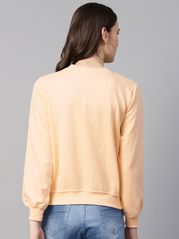 plusS Women Peach-Coloured  Black Printed Sweatshirt