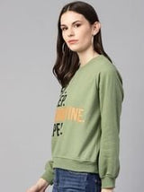 plusS Women Green  Black Printed Sweatshirt