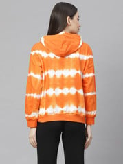 plusS Women Orange Printed Hooded Sweatshirt