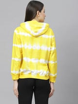 plusS Women Yellow Printed Hooded Sweatshirt