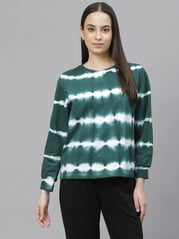 plusS Women Green Printed Sweatshirt