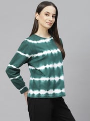 plusS Women Green Printed Sweatshirt