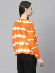 plusS Women Orange Printed Sweatshirt