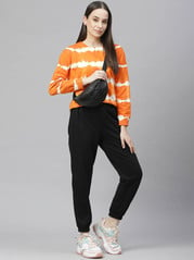 plusS Women Orange Printed Sweatshirt