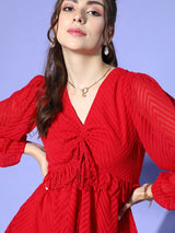 Gorgeous Red Vertical Stripes Volume Play Top