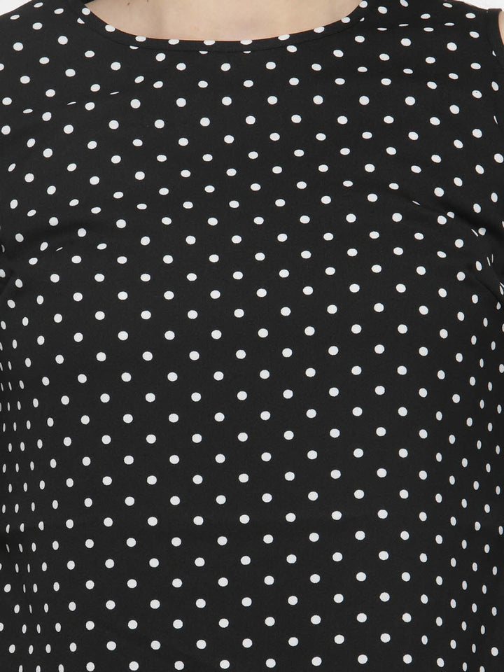 plusS Black Polka Dots Bell Sleeves Top