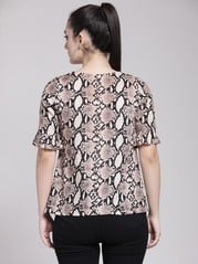 plusS Women Beige Printed Shirt Style Top