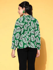 plusS Green Floral Retro Optimism Top