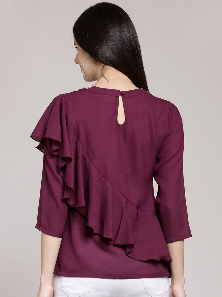 plusS Burgundy Ruffles Top