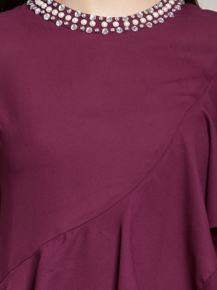 plusS Burgundy Ruffles Top