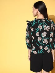 plusS Black Floral Volume Play Top