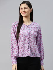 plusS Purple Floral Print Top