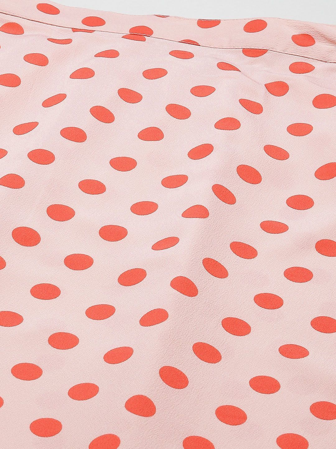 plusS Women Peach-coloured  Orange Polka Dots A-Line Midi Skirt