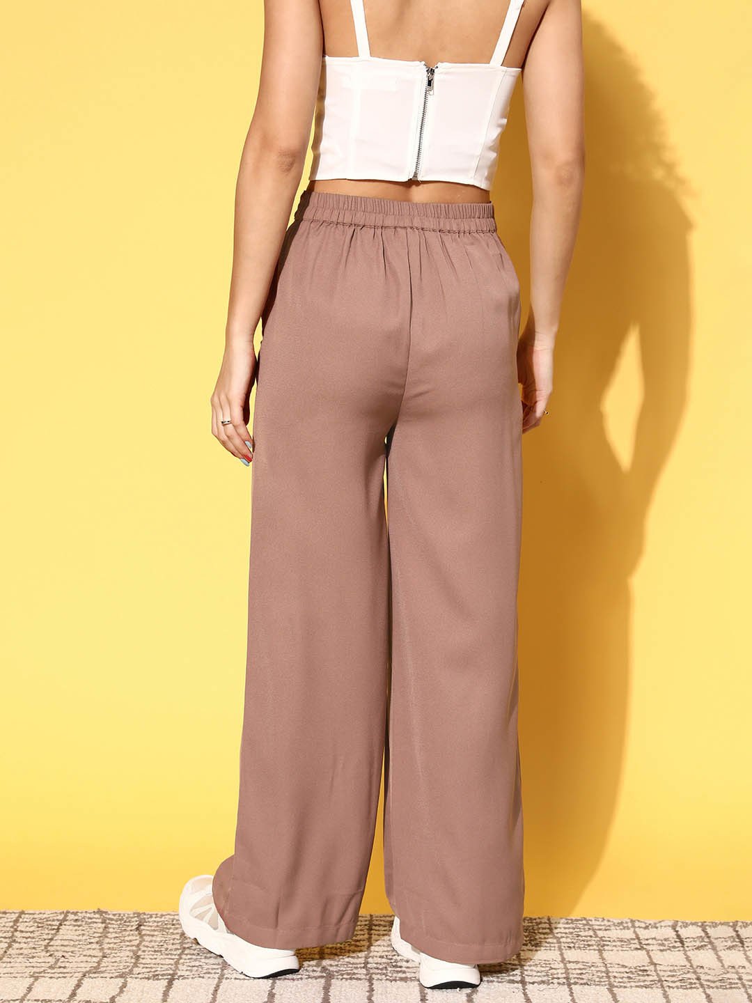 plusS Women Brown Solid Resort Wear Trousers