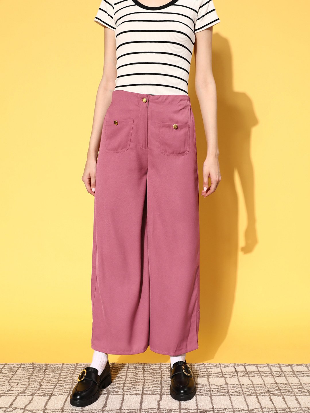 Burgundy palazzo trousers for women