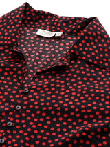 plusS Polka Dot Print Bell Sleeve Ruffles Shirt Style Top