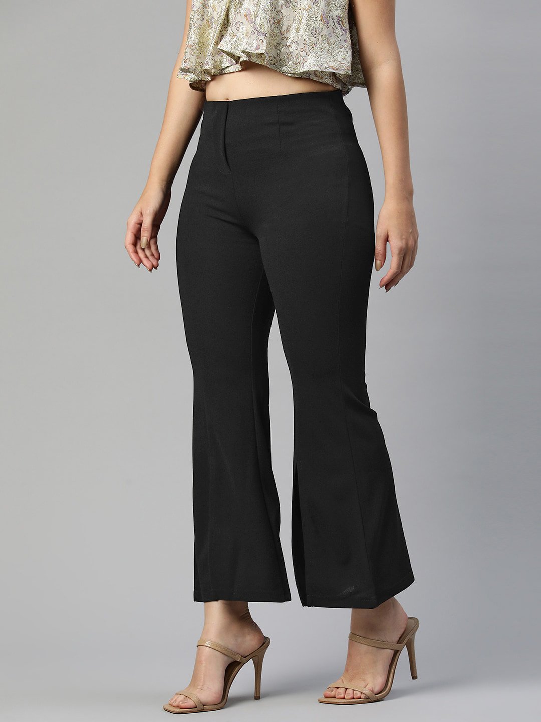 plusS Flared High-Rise Trousers