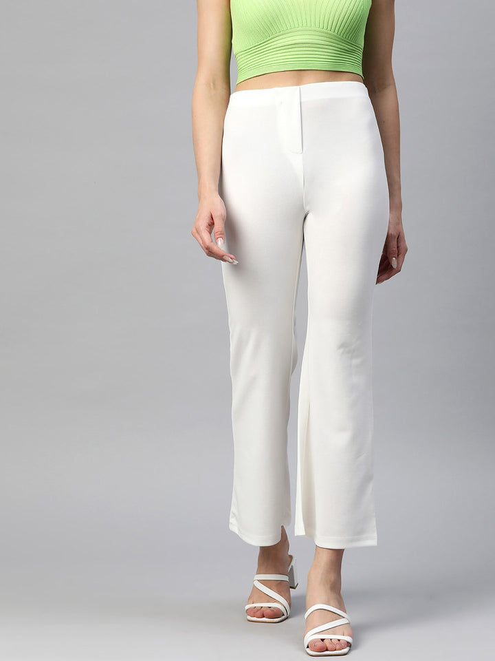 plusS Women Flared High-Rise Trousers