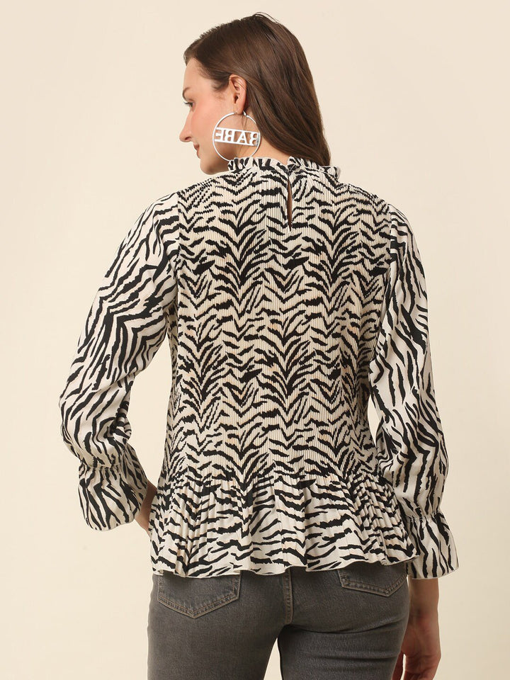 plusS Animal Printed Bell Sleeve Top