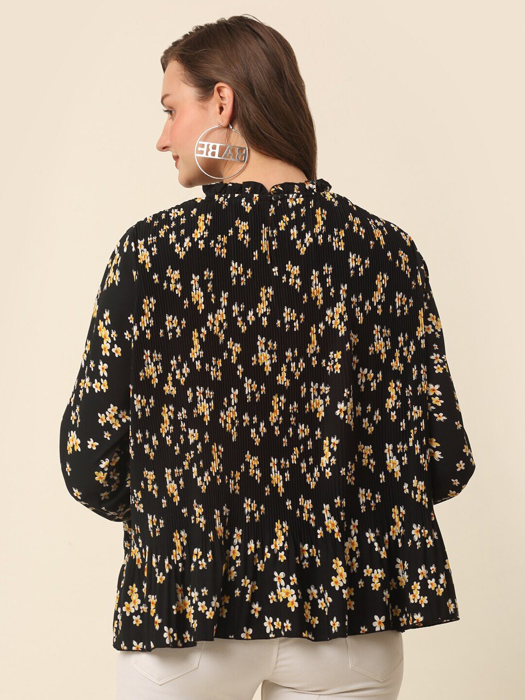 plusS Floral Printed Bell Sleeves Top