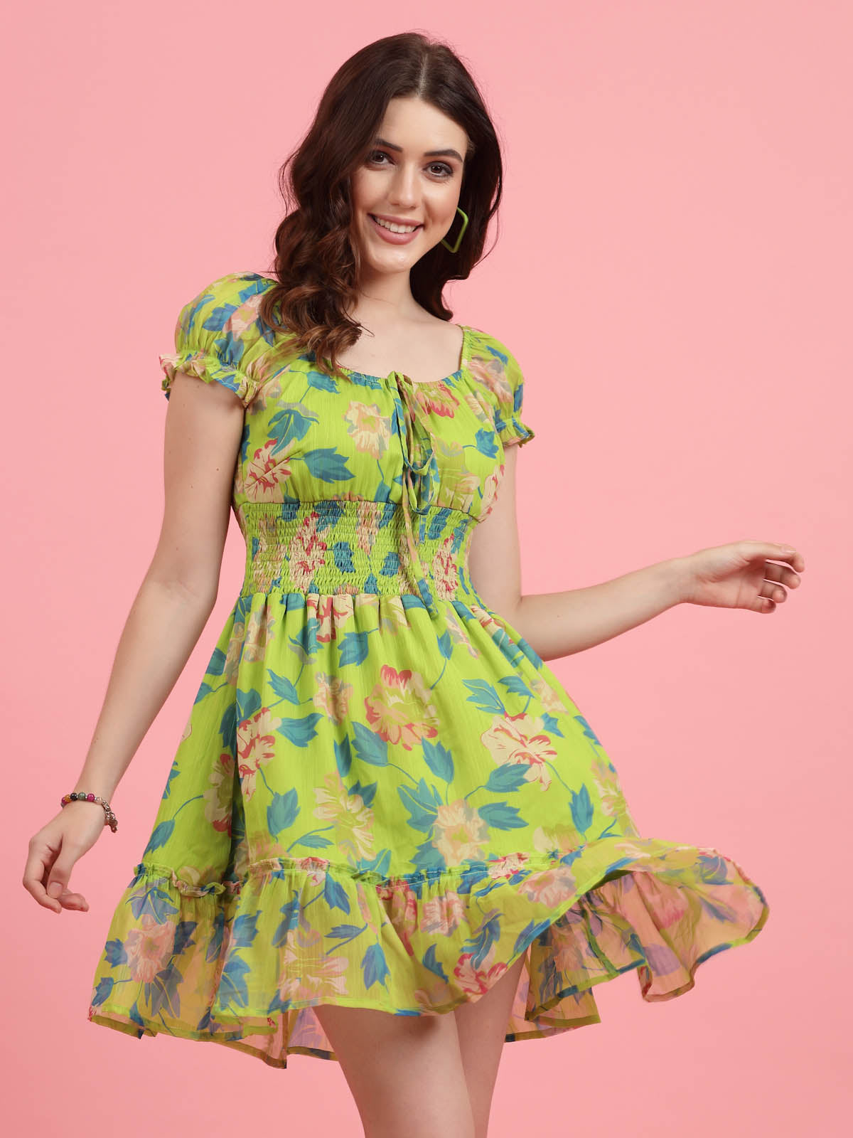 Lime green best sale floral dress