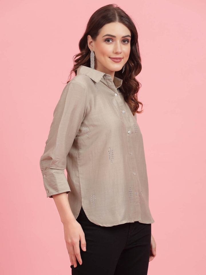 Grey Opaque Casual Shirt