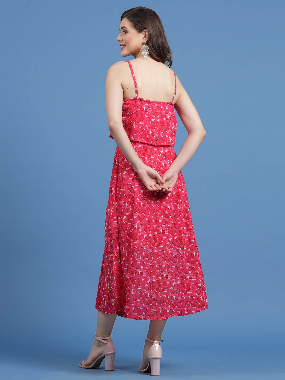 Geometric Printed Shoulder Straps A-Line Dress