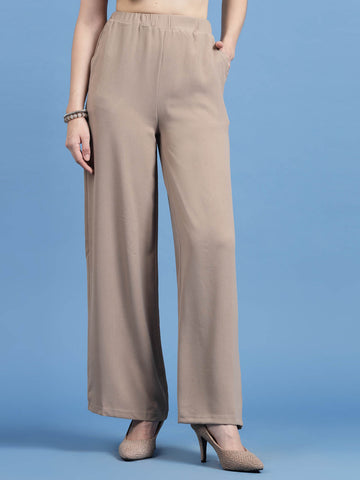 Women Mid-Rise Parallel Trousers