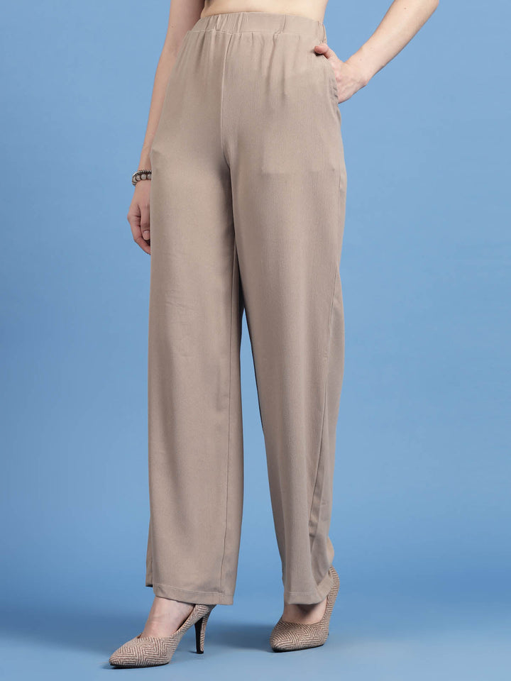 Women Mid-Rise Parallel Trousers