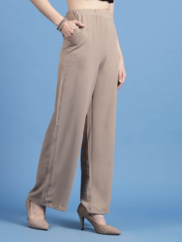 Women Mid-Rise Parallel Trousers