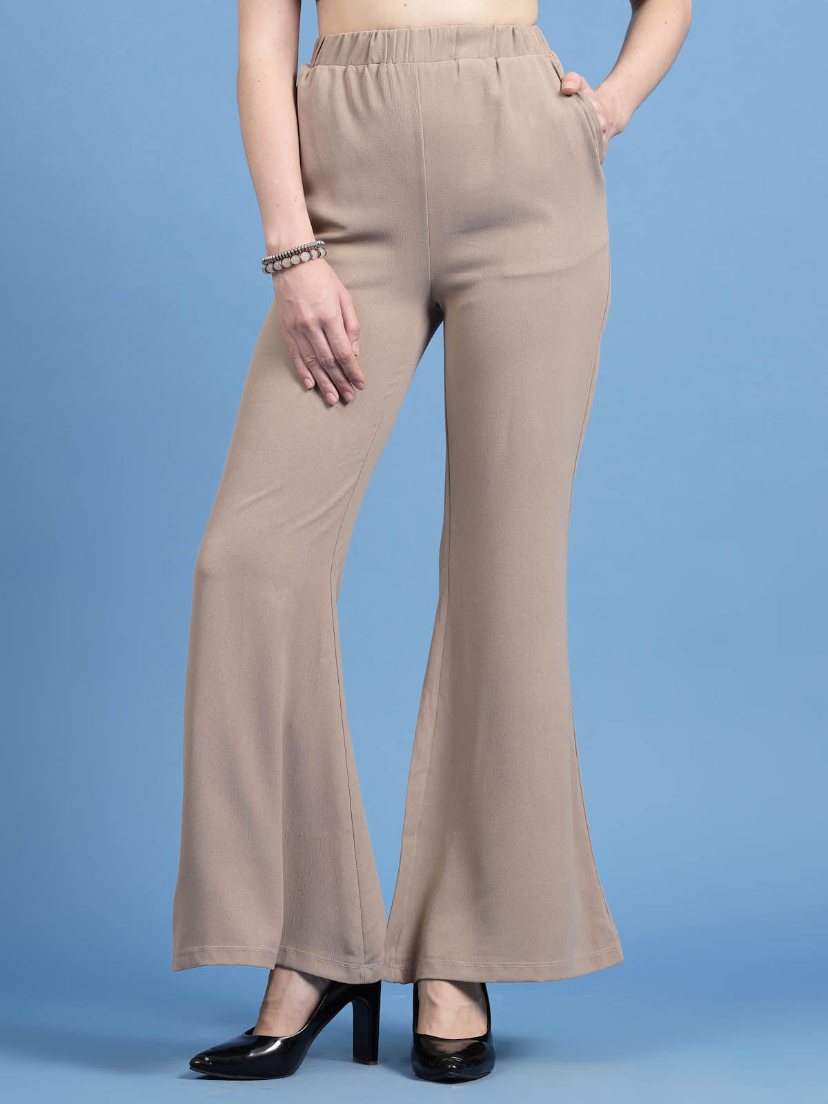 Beige Bootcut Pants