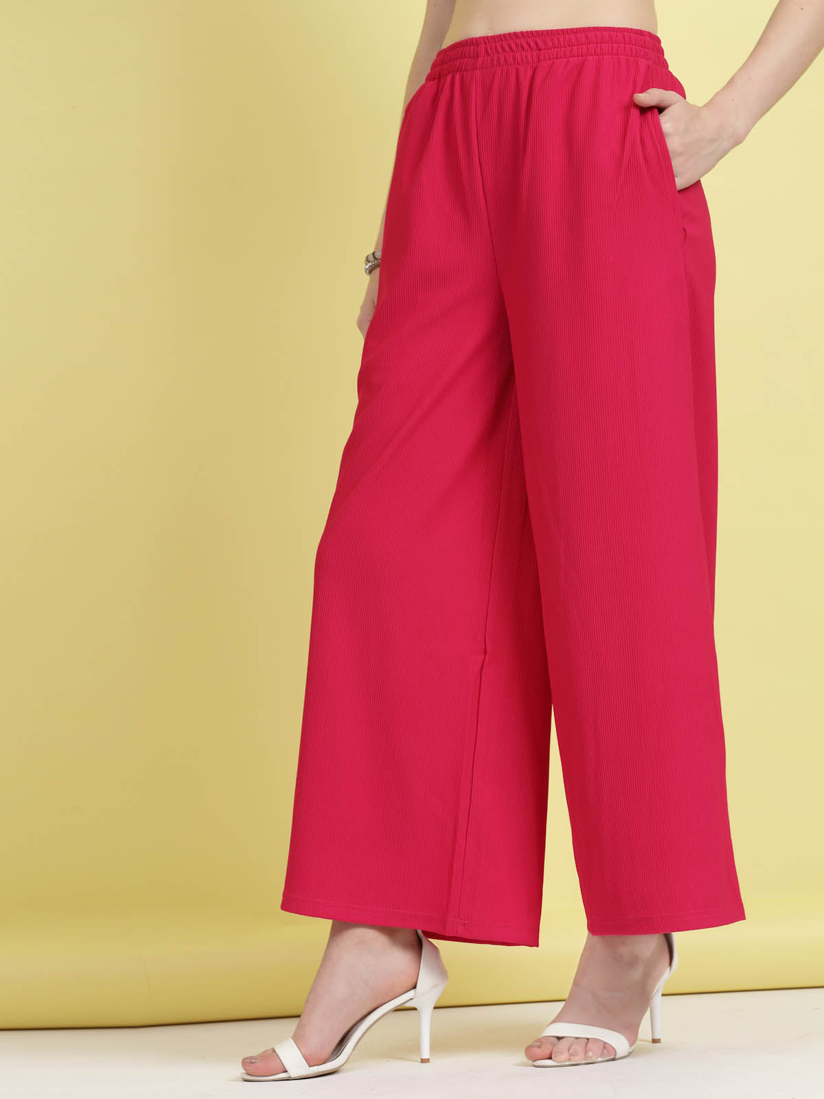 Women Mid-Rise Parallel Trousers