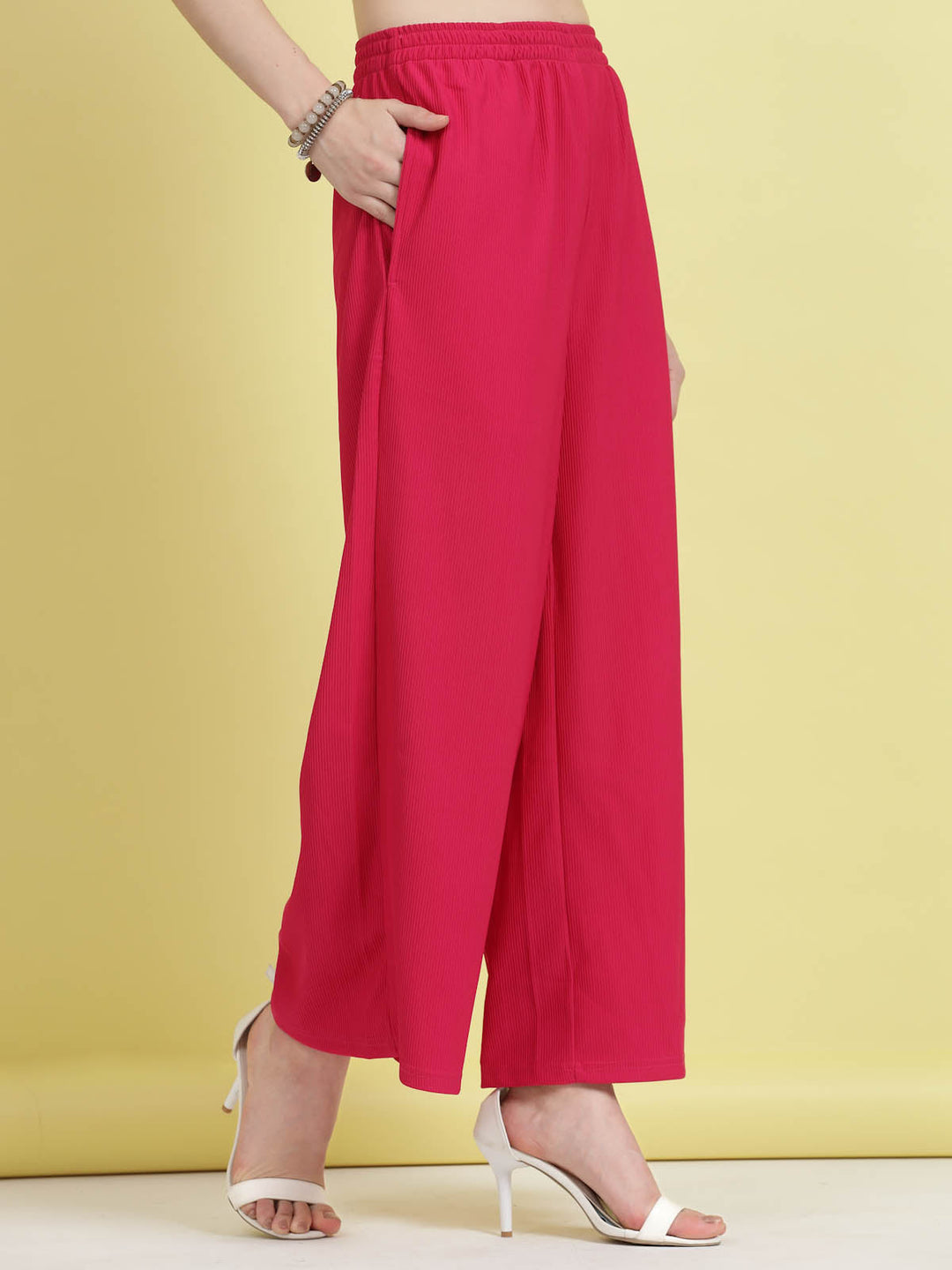 Women Mid-Rise Parallel Trousers