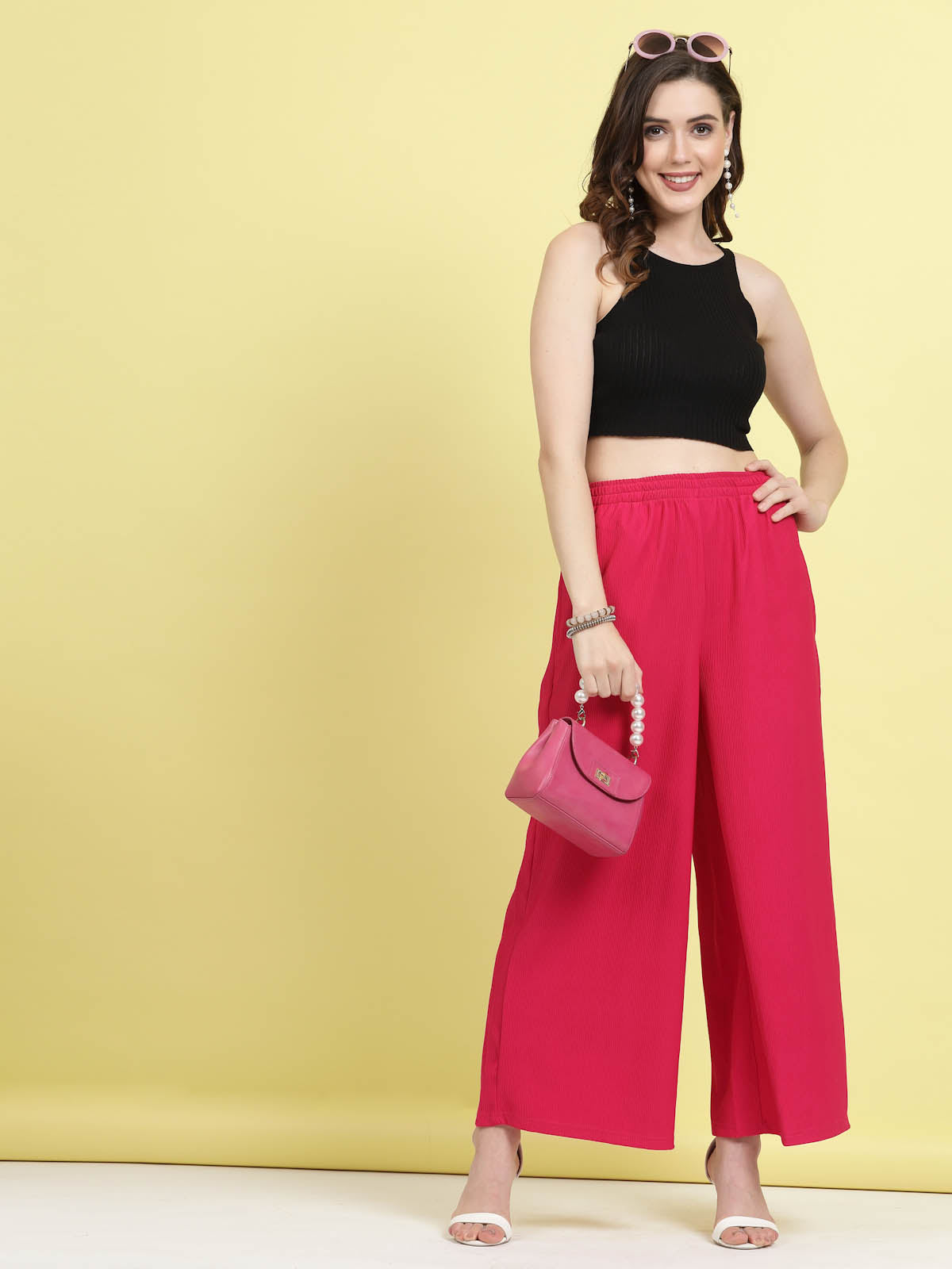 Women Mid-Rise Parallel Trousers