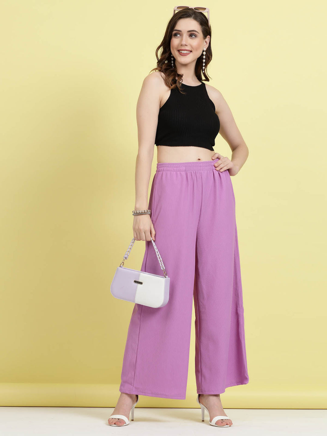 Women Mid-Rise Parallel Trousers