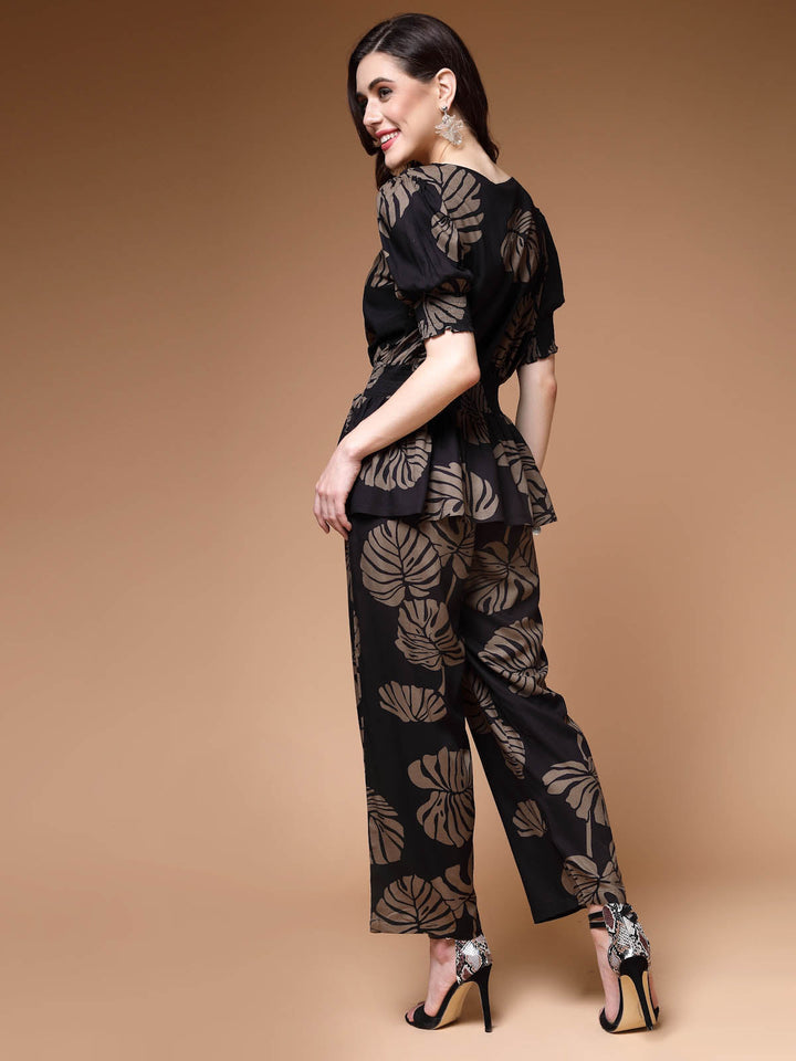 Black Floral Printed Top & Trouser