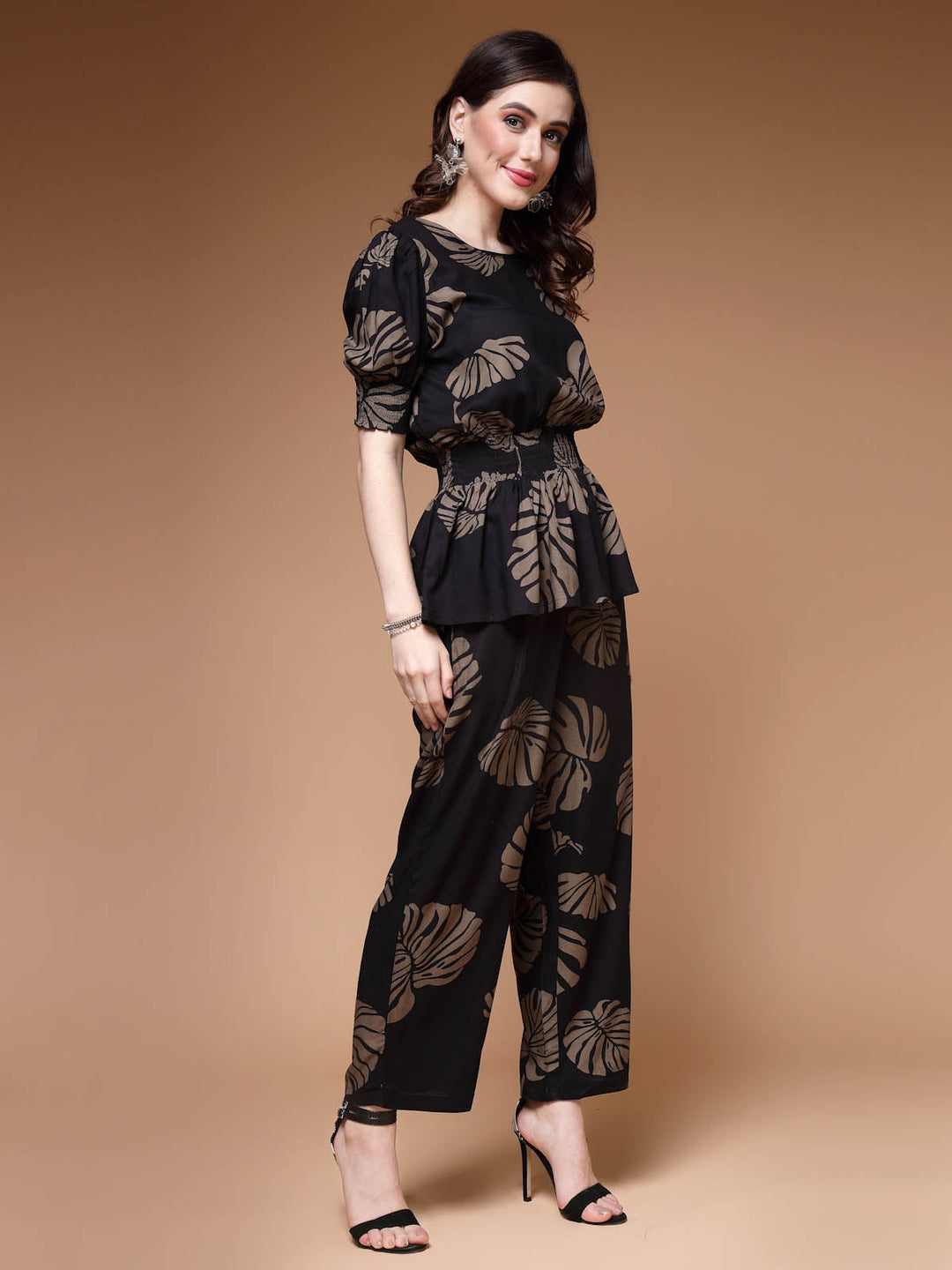 Black Floral Printed Top & Trouser