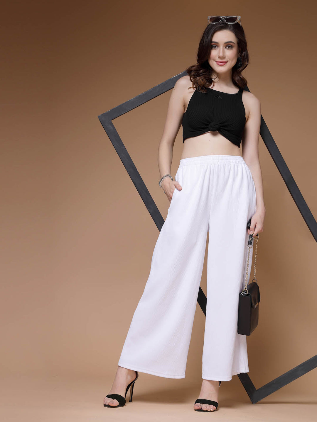 Women Mid-Rise Parallel Trousers