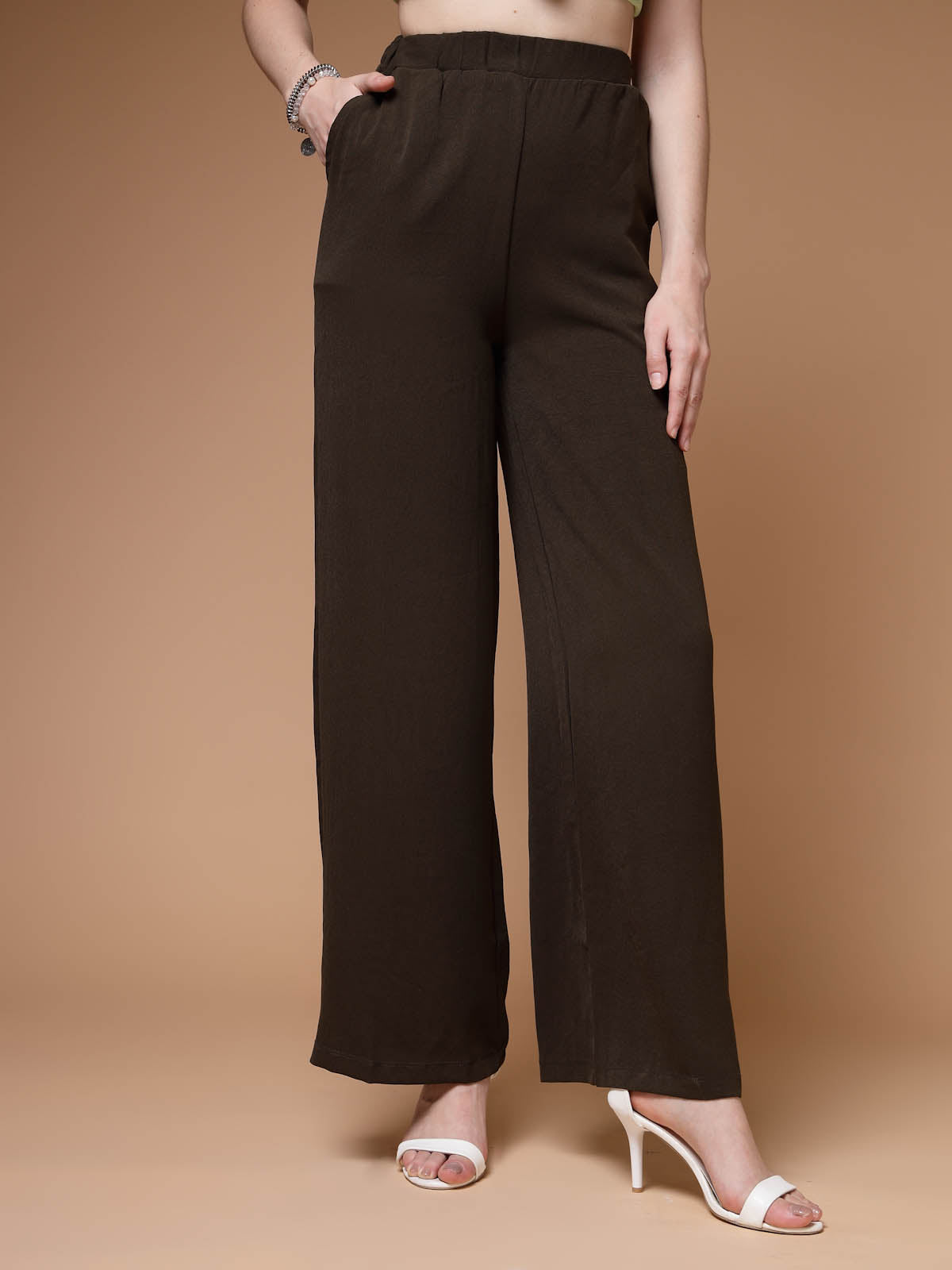 Rue Women Red Solid Parallel Trousers with Belt – Stylomania